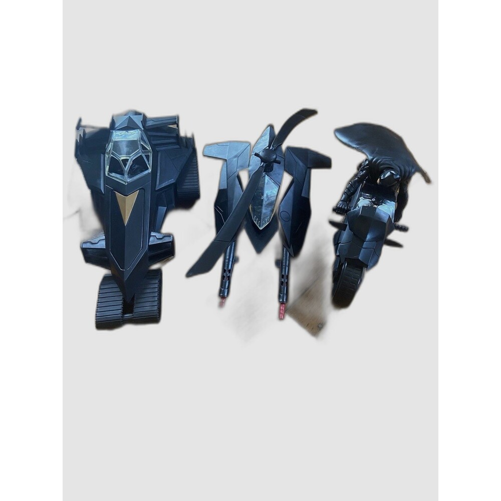 2008 Mattel DC Comics Batman Vehicle Lot Batcycle Batmobile Batjet Dark Knight